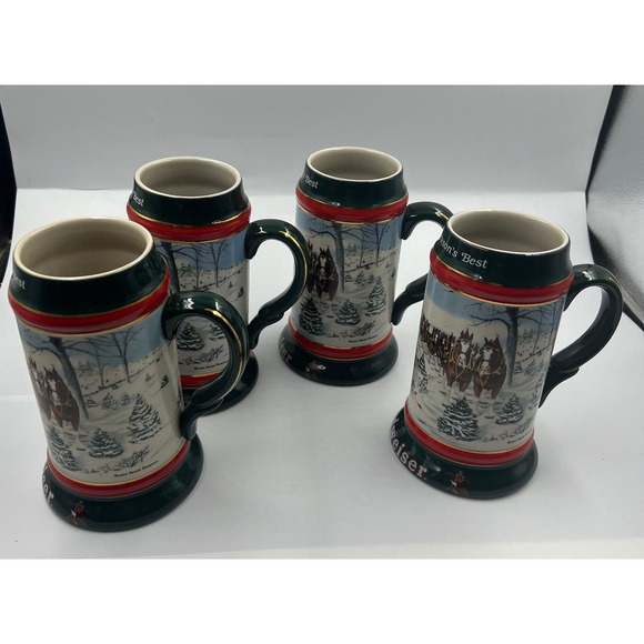 Vintage 4 Anheuser Busch Budweiser Heavy Ceramic Steins 1991 Susan Sampson - Picture 4 of 10
